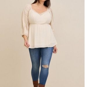 TORRID Peplum Gauze Clip Dot Smocked Back Top